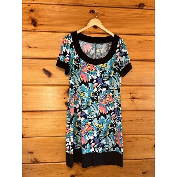 Tiana B. Womens Shift Colorful Dress Round Neck MultiColor Midi Sz M - Picture 1 of 4